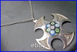 Caithness Glass Silver Pendant Scottish Sterling Celtic Cross 1972 73 74 78 81