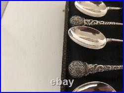 Cased Set Of 5 Scottish Sterling Silver Rat Tail Pattern Tea Spoons (glas 1903)