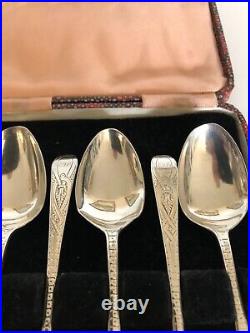 Cased Set Of 6 Scottish Sterling Silver Teaspoons (glasgow 1882)