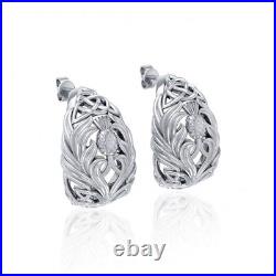 Celtic Scottish Thistle Post Earrings Sterling Silver Peter Stone Jewelry Fine