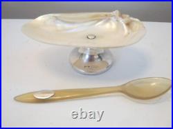 Chester C1900 Sterling Silver & M. O. P Caviar Dish With Scottish Spoon