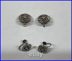 Collection Of Vintage Sterling Silver Scottish Iona Brooch, Earrings