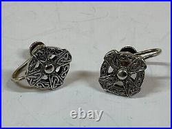 Collection Of Vintage Sterling Silver Scottish Iona Brooch, Earrings