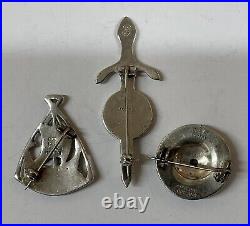 Collection Of Vintage Sterling Silver Scottish Iona Brooch, Earrings