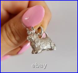 Detailed Realistic Scottish Terrier Figurine Pendant 925 Sterling Silver Solid