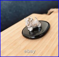 Detailed Realistic Scottish Terrier Figurine Pendant 925 Sterling Silver Solid