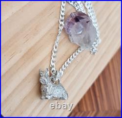 Detailed Realistic Scottish Terrier Figurine Pendant 925 Sterling Silver Solid