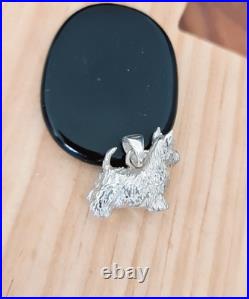 Detailed Realistic Scottish Terrier Figurine Pendant 925 Sterling Silver Solid