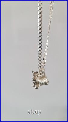 Detailed Realistic Scottish Terrier Figurine Pendant 925 Sterling Silver Solid