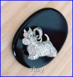 Detailed Realistic Scottish Terrier Figurine Pendant 925 Sterling Silver Solid