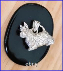 Detailed Realistic Scottish Terrier Figurine Pendant 925 Sterling Silver Solid