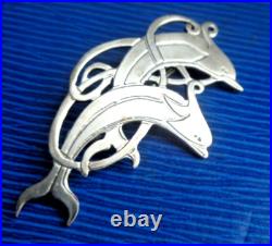 Dolphin Brooch Sterling Silver Scottish 1990s Hebridean Jewellery South Uist