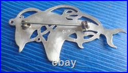 Dolphin Brooch Sterling Silver Scottish 1990s Hebridean Jewellery South Uist