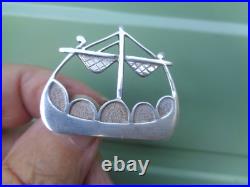 Early Scottish Stg. Silver Orkney Viking Ship Brooch Ola Gorie 1979 Edinburgh