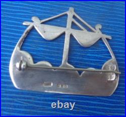 Early Scottish Stg. Silver Orkney Viking Ship Brooch Ola Gorie 1979 Edinburgh