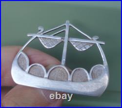 Early Scottish Stg. Silver Orkney Viking Ship Brooch Ola Gorie 1979 Edinburgh
