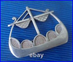 Early Scottish Stg. Silver Orkney Viking Ship Brooch Ola Gorie 1979 Edinburgh