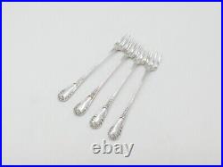 Edwardian Scottish Set of Four Sterling Silver Dessert Forks 1902 Glasgow