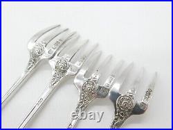 Edwardian Scottish Set of Four Sterling Silver Dessert Forks 1902 Glasgow