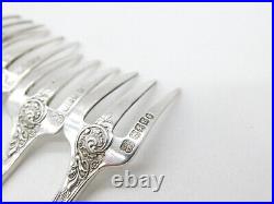 Edwardian Scottish Set of Four Sterling Silver Dessert Forks 1902 Glasgow