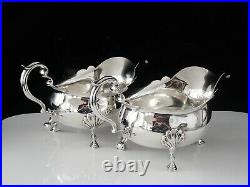 Exceptional Pair Scottish Sterling Silver Sauce Boats, Hamilton & Inches 1925