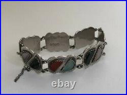 Fabulous Vintage Sterling Silver & Scottish Agate Set Bracelet Glasgow 1953