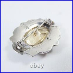 Fine Antique Scottish Silver Pebble Agate Brooch Large Citrine Marked STERLING