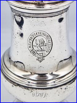 GEORGE II SCOTTISH STERLING SILVER CRESTED PEPPER POT / CASTER Edinburgh 1756
