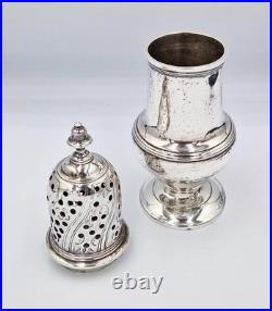 GEORGE II SCOTTISH STERLING SILVER CRESTED PEPPER POT / CASTER Edinburgh 1756