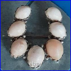 GEORGIAN SCOTTISH SILVER BROOCH Horseshoe Pink Cowrie Shells 19th Century