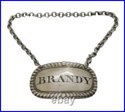 George III Scottish Sterling Silver Brandy Decanter Label Antique 1810 Edinburgh
