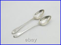 George III Scottish Sterling Silver Celtic Point Serving Spoon Pair Antique 1790