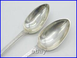 George III Scottish Sterling Silver Celtic Point Serving Spoon Pair Antique 1790