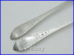 George III Scottish Sterling Silver Celtic Point Serving Spoon Pair Antique 1790