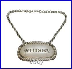 George III Scottish Sterling Silver Whisky Decanter Label Antique 1810 Edinburgh