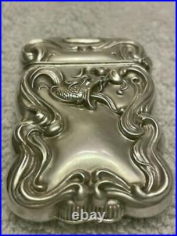 Gorgeous Antique Dragon Match Case Box Sterling Cca 1900 Scottish Maker Letter K