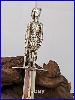 Heavy Large Sterling Silver Letter Opener, Scots Guard, Hallmarked 1989