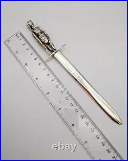 Heavy Large Sterling Silver Letter Opener, Scots Guard, Hallmarked 1989