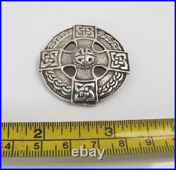 Heavy mid 20th c Scottish Celtic Cross silver brooch Shipton & Co Chester 1949