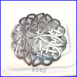 Huge Sterling Silver Brooch Malcolm Gray Celtic Knot Plaid Pin Scottish Jewelry