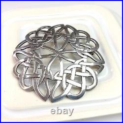 Huge Sterling Silver Brooch Malcolm Gray Celtic Knot Plaid Pin Scottish Jewelry