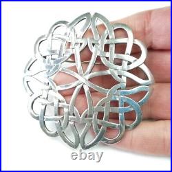 Huge Sterling Silver Brooch Malcolm Gray Celtic Knot Plaid Pin Scottish Jewelry