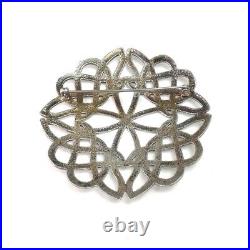 Huge Sterling Silver Brooch Malcolm Gray Celtic Knot Plaid Pin Scottish Jewelry