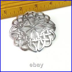 Huge Sterling Silver Brooch Malcolm Gray Celtic Knot Plaid Pin Scottish Jewelry