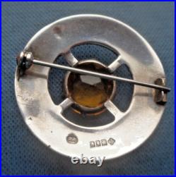 Iona Scottish Silver Brooch Citrine Cairngorm Celtic Stg hm 1958 Robert Allison