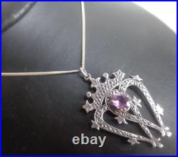 Iona Sterling Silver & Amethyst Scottish Luckenbooth Pendant h/m 1978 John Hart