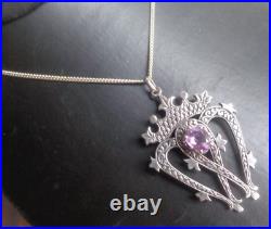 Iona Sterling Silver & Amethyst Scottish Luckenbooth Pendant h/m 1978 John Hart