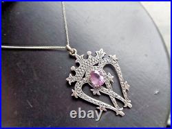 Iona Sterling Silver & Amethyst Scottish Luckenbooth Pendant h/m 1978 John Hart