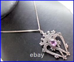 Iona Sterling Silver & Amethyst Scottish Luckenbooth Pendant h/m 1978 John Hart