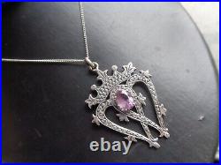 Iona Sterling Silver & Amethyst Scottish Luckenbooth Pendant h/m 1978 John Hart